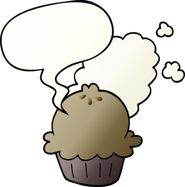 Bir insan tarafından çizilmiş yumuşak eğimli konuşma baloncuklu şirin çizgi film pastası.