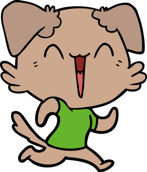 Bir insan tarafından çizilmiş küçük mutlu köpek çizgi filmi.