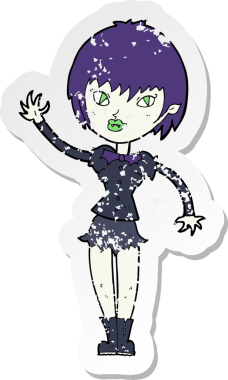 Bir insan tarafından çizilmiş vampir bir kızın gerilimli çıkartması.