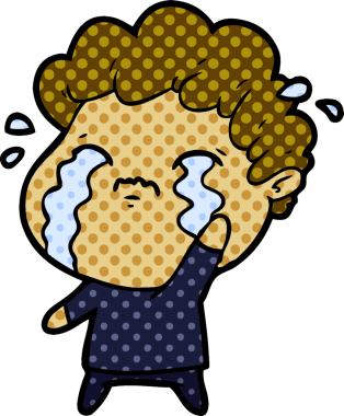 Bir insan tarafından çizilmiş ağlayan çizgi film adamı.