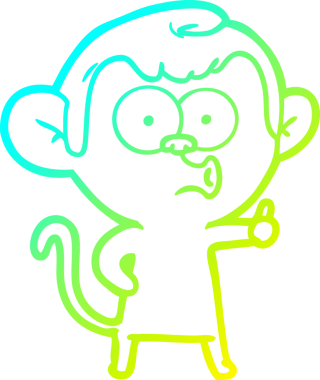 Bir insan tarafından çizilen korna çalan bir maymunun soğuk çizgi çizimi.