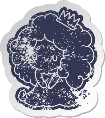 Bir insan tarafından çizilmiş sevimli bir kawai prensesinin eski bir karikatür çıkartması.