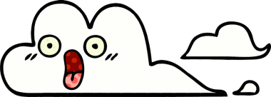 Bir insan tarafından çizilmiş beyaz bir bulutun çizgi roman tarzı