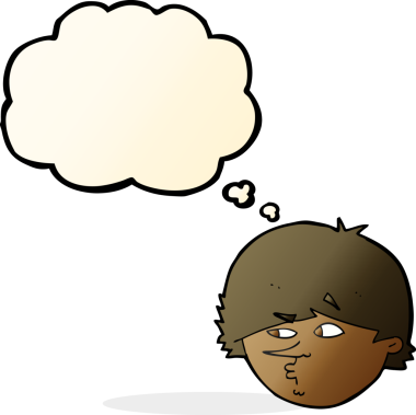 Bir insan tarafından çizilmiş düşünce baloncuğu olan şüpheli bir adam.