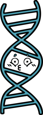 Bir insan tarafından çizilmiş DNA iplikçikli şirin bir çizgi film.