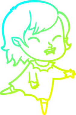 Bir insan tarafından çizilmiş yanağında kan olan vampir bir kızın çizdiği soğuk çizgi.