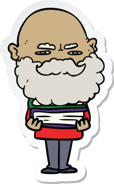 Bir insan tarafından çizilmiş sakallı bir karikatür adamın çıkartması.