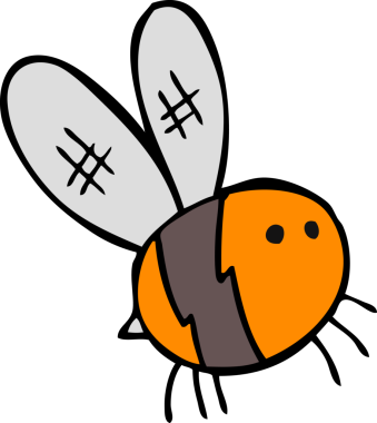 Bir insan tarafından çizilmiş çizgi film arısı.