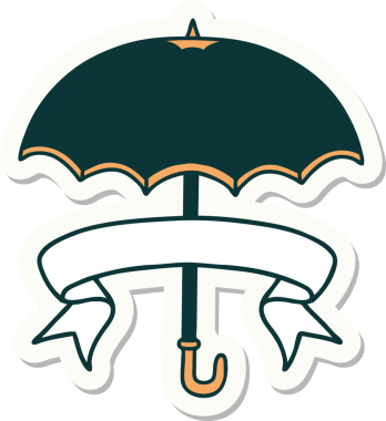 Bir insan tarafından çizilmiş şemsiye dövmesi stili çıkartması