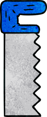 Bir insan tarafından çizilmiş metal testerenin el çizimi karikatürü.