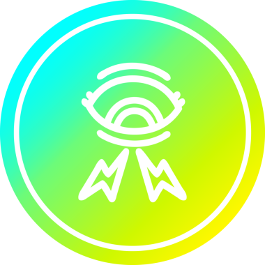 Bir insan tarafından çizilmiş havalı gradyan çizgili mistik göz dairesel simgesi