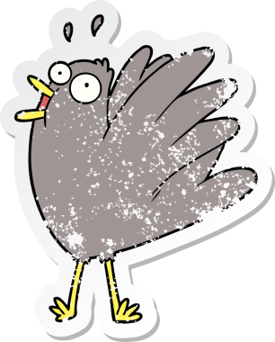 Bir insan tarafından çizilmiş karikatür kuşunun sıkıntılı çıkartması.