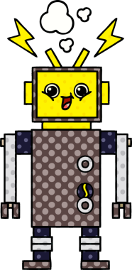 bir insan tarafından çizilmiş bir robotun çizgi roman tarzı