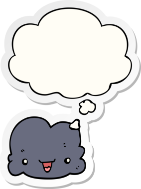 çizgi film küçük mutlu bulut düşünce baloncuğu bir insan tarafından çizilmiş çıkartma