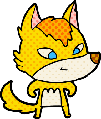 Bir insan tarafından çizilmiş tilki çizgi film karakteri