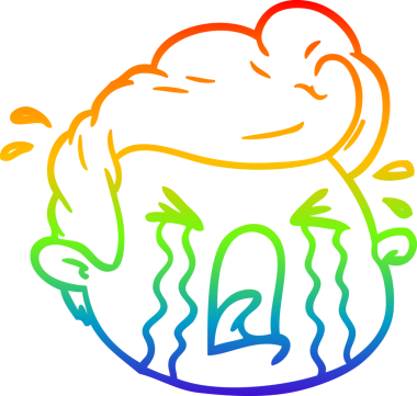 Gökkuşağı gradyan çizgi çizimi bir insan tarafından çizilmiş ağlayan bir çocuk