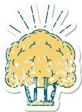 Bir insan tarafından çizilmiş dövme stili bir ağacın eski etiketi.