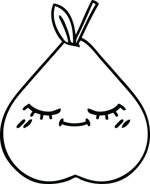 Bir insan tarafından çizilmiş yeşil bir armut çizimi.