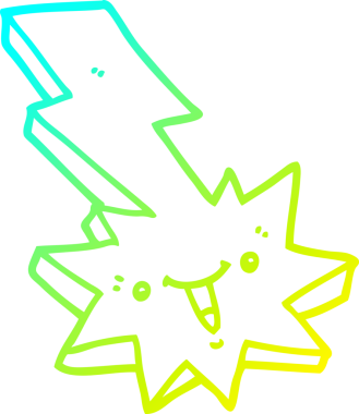 Bir insanın çizdiği karikatür yıldırımının soğuk eğim çizgisi.