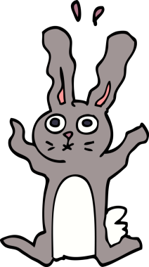 Çizgi film karalaması bir insan tarafından çizilmiş korkmuş tavşan.