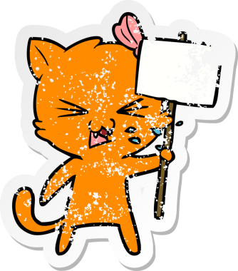 Bir insan tarafından çizilmiş karikatür bir kedinin sıkıntılı çıkartması.