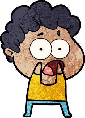 Bir insan tarafından çizilmiş bir karikatür adamı şaşkınlıkla nefes nefese kaldı.