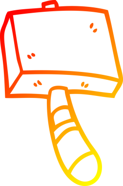 Bir insan tarafından çizilmiş karikatür ahşap bir çekiç.