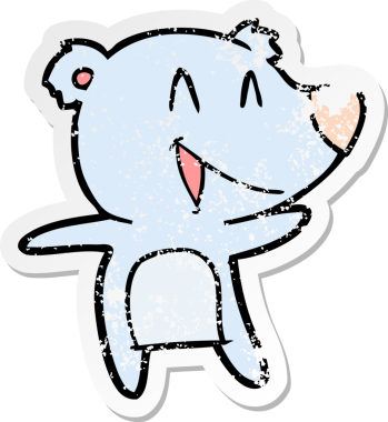 Bir insanın çizdiği gülen ayı karikatürünün sıkıntılı çıkartması.