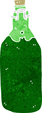 Bir insan tarafından çizilmiş karikatür şişesi.