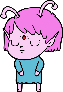 Bir insan tarafından çizilmiş uzaylı kız.