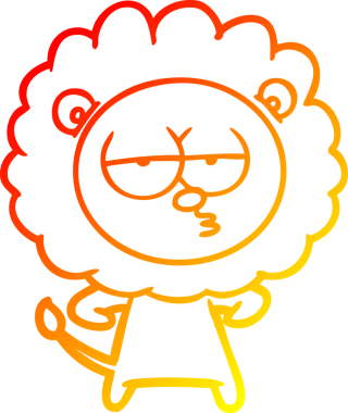 Bir insan tarafından çizilen ve canı sıkılan bir aslanın sıcak çizgi çizimi