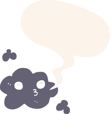 Konuşma baloncuğu olan sevimli çizgi film bulutu bir insan tarafından çizilmiş.