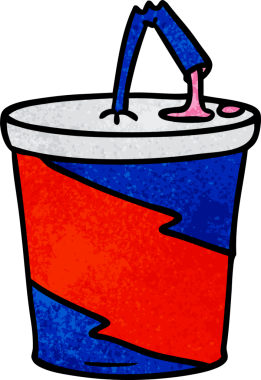 Bir insan tarafından çizilmiş el yapımı fast food içeceği karikatürü.