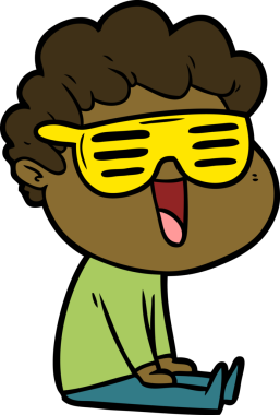 Bir insan tarafından çizilmiş gülen karikatür adam.