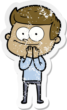 Bir insan tarafından çizilmiş mutlu bir adamın sıkıntılı çıkartması.