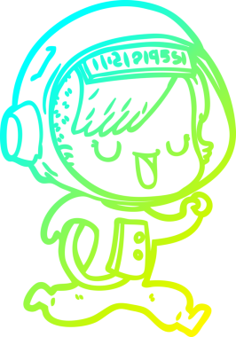 Bir insan tarafından çizilmiş soğuk gradyan çizgili astronot kadın çizimi.