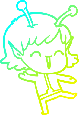 Soğuk gradyan çizgisi, bir insan tarafından çizilmiş gülen uzaylı bir kızın çizimi.