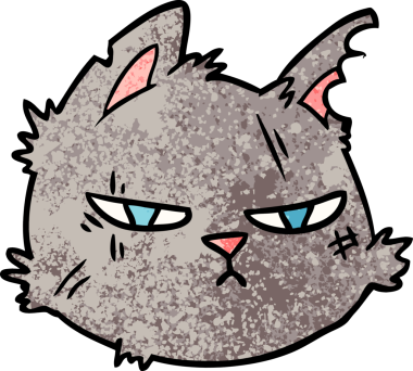 Bir insan tarafından çizilmiş sert kedi yüzü.