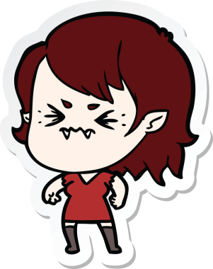 Bir insan tarafından çizilmiş kızgın bir vampir kızın çıkartması.