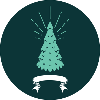 Bir insan tarafından çizilmiş çam ağacının dövme ikonu