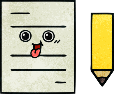 Bir insan tarafından çizilmiş bir test kağıdının retro grunge desen karikatürü