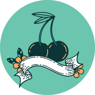 bir insan tarafından çizilmiş kiraz sancağıyla dövme biçimi simgesi