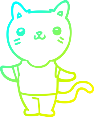 Bir insan tarafından çizilen çizgi film kedisinin soğuk gradyan çizgisi.