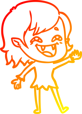 Bir insan tarafından çizilmiş gülen vampir kız çizgi filmi.