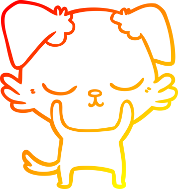 Bir insan tarafından çizilmiş sevimli bir köpeğin sıcak çizgi çizgisi.