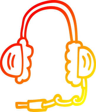 Bir insan tarafından çizilen çizgi film kulaklıklarının sıcak gradyanı