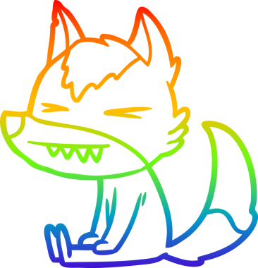 Bir insan tarafından çizilmiş kızgın bir kurt çizgi çizimi.