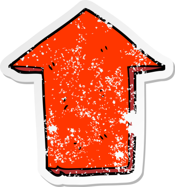 Bir insan tarafından çizilmiş ok şeklindeki karikatür çıkartması.