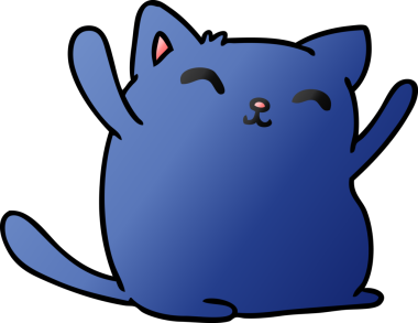 Bir insan tarafından çizilmiş sevimli kawaii kedisinin gradyan çizimi