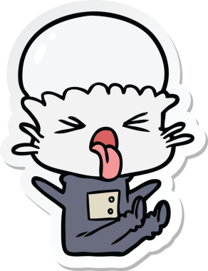 Bir insan tarafından çizilmiş iğrenç bir çizgi film uzaylısının çıkartması.